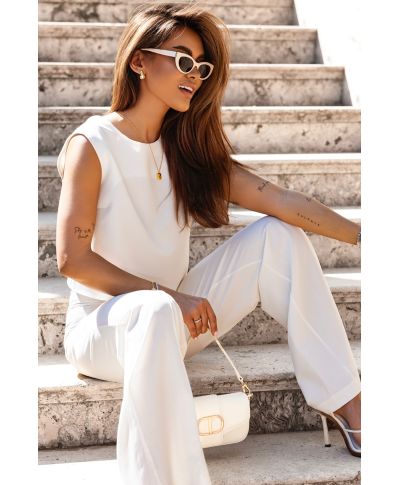 Komplet Porto pudełkowa bluzka + szerokie spodnie