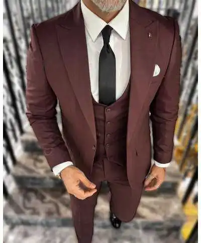 Abito uomo, bordeaux - Con gilet, Oronzo