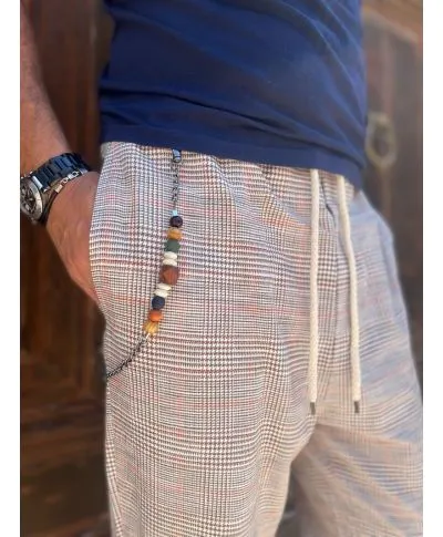 Pantaloni beige uomo, Principe di Galles