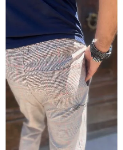 Pantaloni beige uomo, Principe di Galles