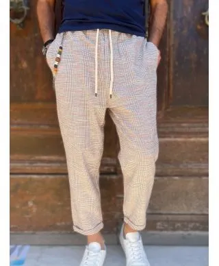 Pantaloni beige uomo, Principe di Galles