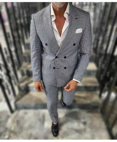 Abito uomo doppiopetto, blu - Principe di Galles, Sir 1