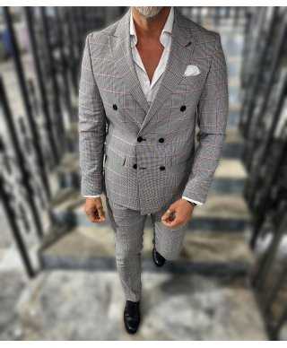 Abito uomo doppiopetto, grigio - Principe di Galles, Sir 3