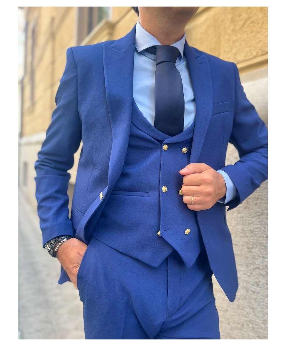 Abito uomo, blu - Con gilet - Taglio giovanile - Abiti uomo gogolfun.it