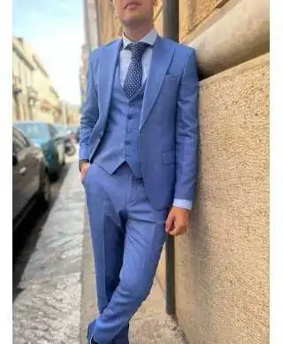 Abito uomo, blu - Con gilet monopetto - Abiti invitato - Gogolfun.it