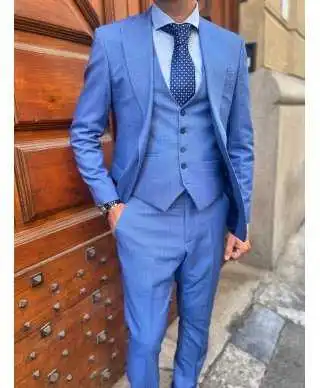 Abito uomo, blu - Con gilet monopetto - Abiti invitato - Gogolfun.it