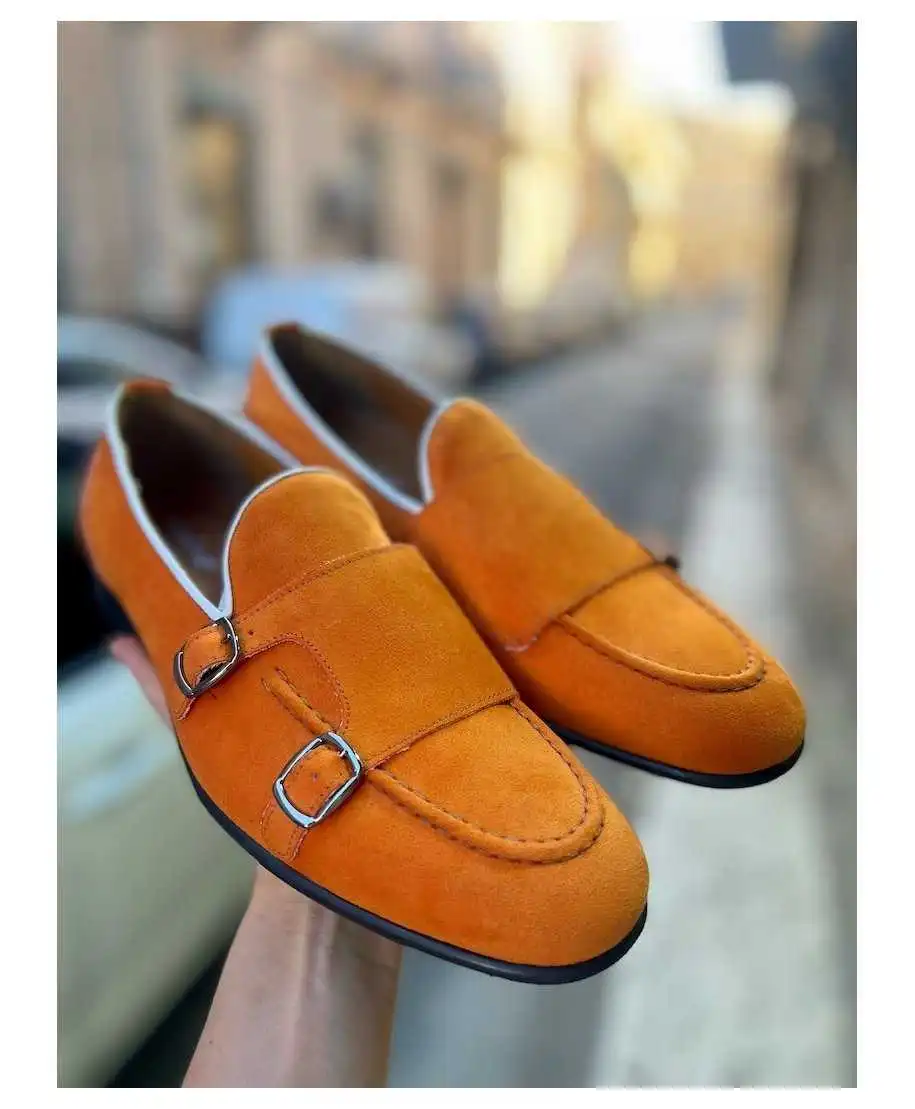 Mocassini uomo con fibbie - Arancioni - Mocassini uomo particolari - Gogolfun.it