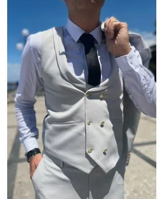 Abito uomo grigio perla - Con gilet - Abiti invitato matrimonio, testimone, padre della sposa - Gogolfun.it
