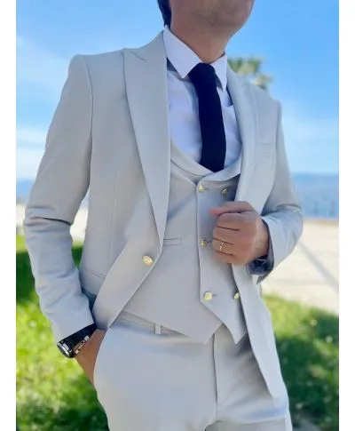 Abito uomo grigio perla - Con gilet - Abiti invitato matrimonio, testimone, padre della sposa - Gogolfun.it