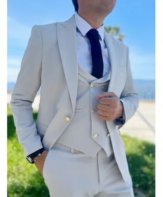 Abito uomo grigio perla - Con gilet - Abiti invitato matrimonio, testimone, padre della sposa - Gogolfun.it