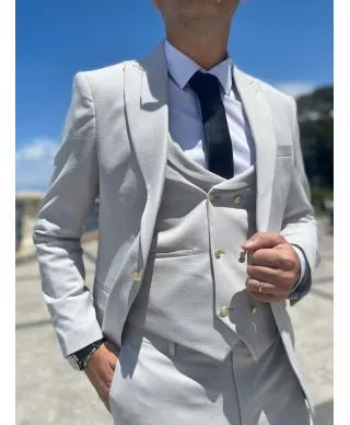 Abito uomo grigio perla - Con gilet - Abiti invitato matrimonio, testimone, padre della sposa - Gogolfun.it