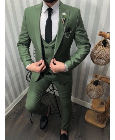 Abito uomo, verde smeraldo Con gilet doppiopetto, Ghedo