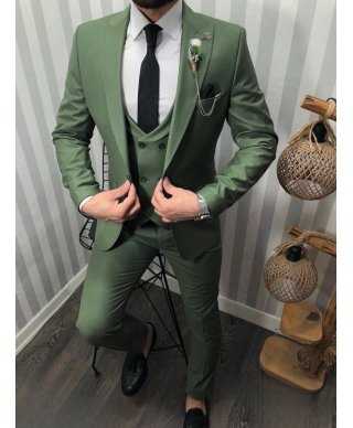 Abito uomo, verde smeraldo Con gilet doppiopetto, Ghedo