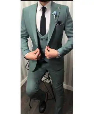 Abito uomo, verde petrolio - Con gilet doppiopetto, Ghemon