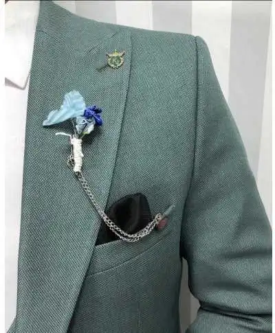 Abito uomo, verde petrolio - Con gilet doppiopetto, Ghemon