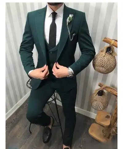 Abito uomo, verde bottiglia - Con gilet doppiopetto, Roman