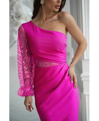 KRÓTKA SUKIENKA CEKINOWA NA JEDNO RAMIĘ