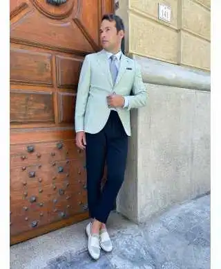 Giacca uomo verde, righe strette - Made in italy