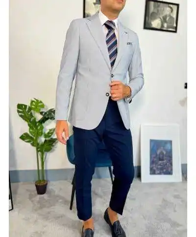 Giacca uomo blu, righe strette - Made in Italy - Giacche uomo sportive, eleganti, giovanili - Gogolfun.it