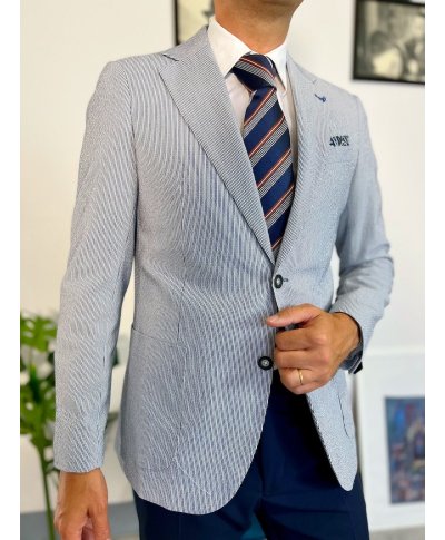 Giacca uomo blu, righe strette - Made in Italy - Giacche uomo sportive, eleganti, giovanili - Gogolfun.it