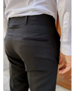 Pantaloni uomo nero, vita alta e pinces - Made in Italy