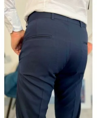 Pantaloni uomo blu, vita alta e pinces - Made in Italy