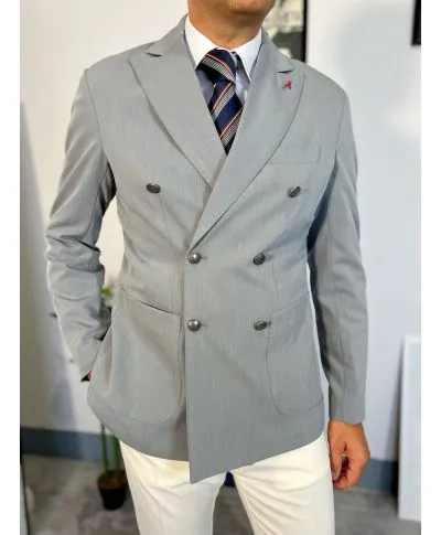 Giacca uomo grigia doppiopetto - Made in Italy - Giacche doppiopetto - Gogolfun.it
