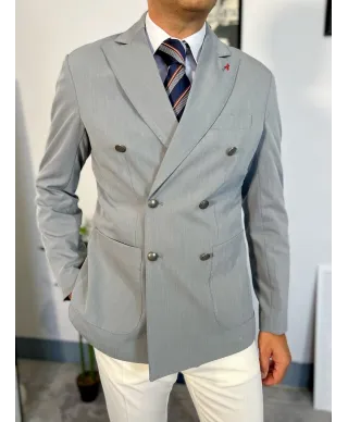Giacca uomo grigia doppiopetto - Made in Italy - Giacche doppiopetto - Gogolfun.it