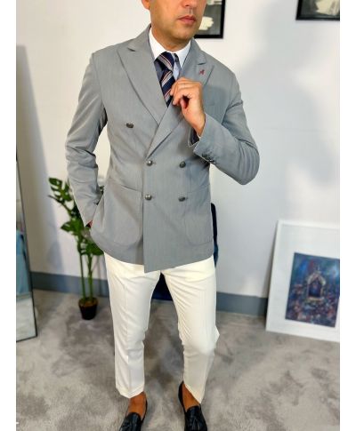 Giacca uomo grigia doppiopetto - Made in Italy - Giacche doppiopetto - Gogolfun.it