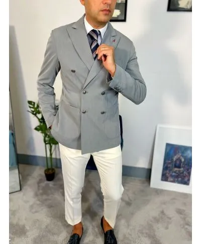 Giacca uomo grigia doppiopetto - Made in Italy - Giacche doppiopetto - Gogolfun.it