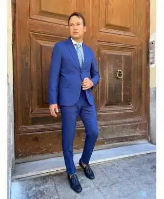 Abito blu cobalto, misto lino - Made in Italy - Abiti uomo estivi - Gogolfun.it