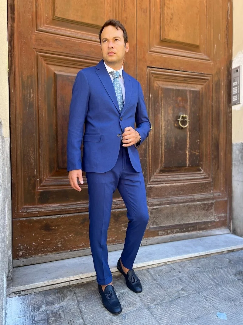 Blu Cobalto Vestito Vestito Sposo Blu Cerimonia Abito Blu