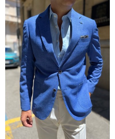 Giacca uomo blu elettrico - Made in Italy - Giacche uomo sportive, eleganti, estive - Gogolfun.it