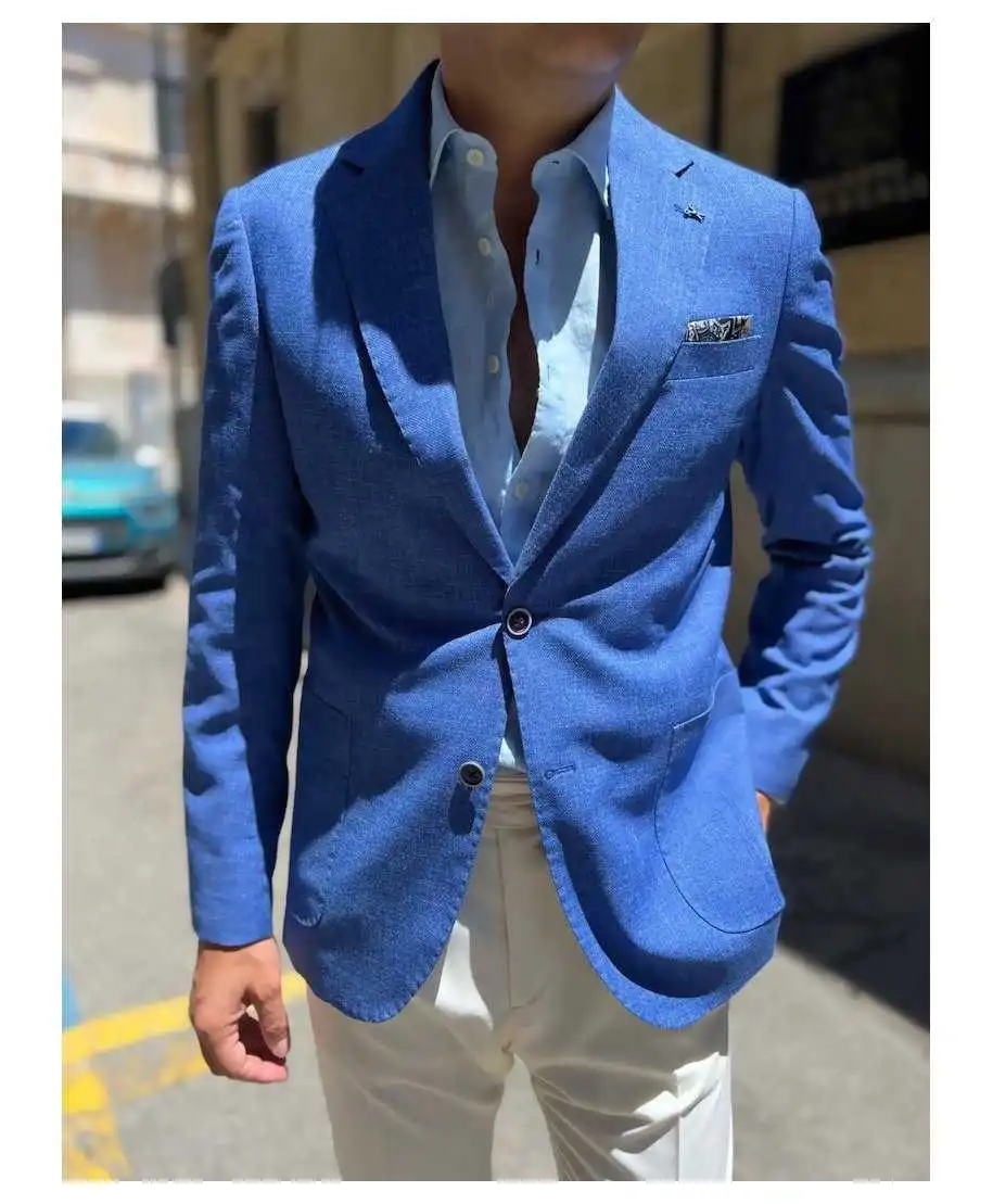 Giacca uomo blu elettrico - Made in Italy - Giacche uomo sportive, eleganti, estive - Gogolfun.it