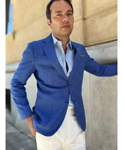 Giacca uomo blu elettrico - Made in Italy - Giacche uomo sportive, eleganti, estive - Gogolfun.it