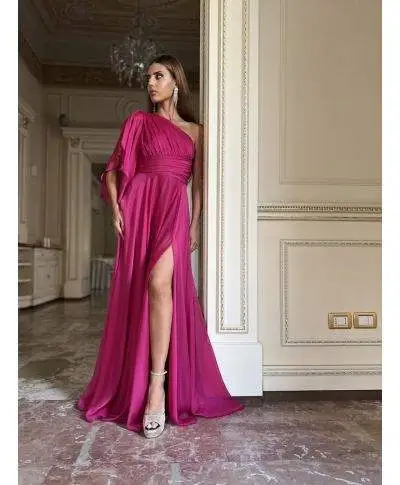 Vestito monospalla - Da cerimonia - Fuxia