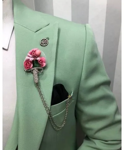 Abito uomo, colore pistacchio - con gilet doppiopetto