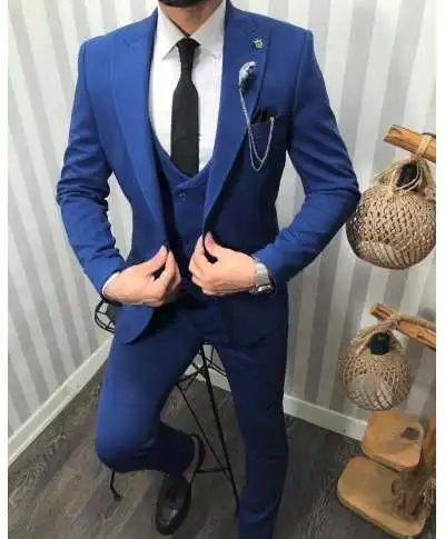Abito uomo, blu - Con gilet doppiopetto