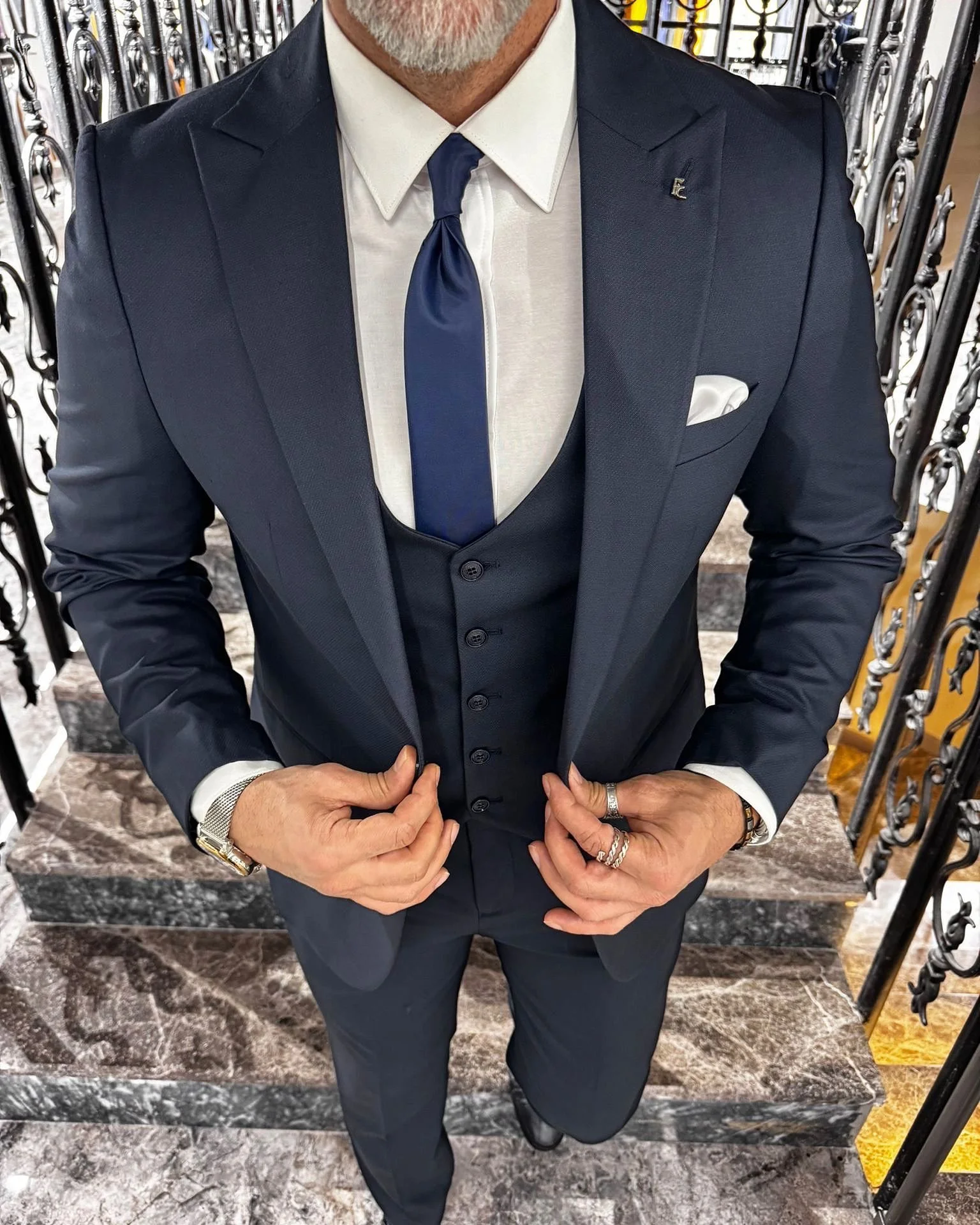 Gilet Grigio Vestito Uomo Blu Con Gilet Abito Blu Gilet Grigio 2025