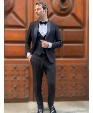 Abito uomo, nero - Smoking uomo con gilet