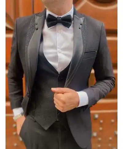Abito uomo, nero - Smoking uomo con gilet - Abiti da uomo particolari da sposo, testimone - Gogolfun.it
