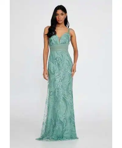 Vestito lungo elegante verde tiffany - A sirena
