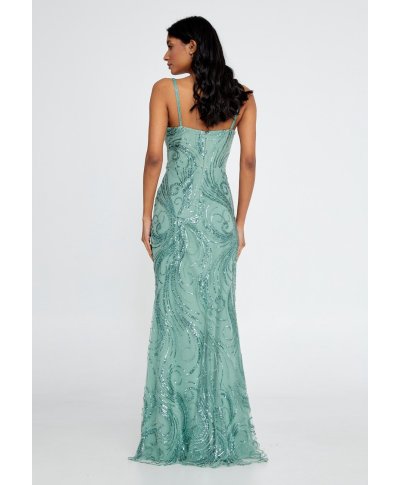 Vestito lungo elegante verde tiffany -  A sirena