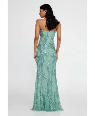Vestito lungo elegante verde tiffany - A sirena