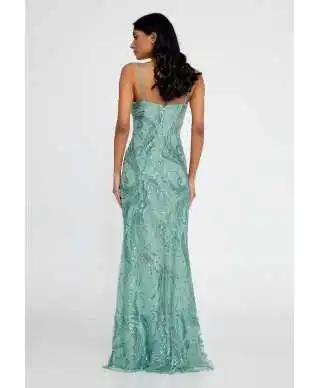 Vestito lungo elegante verde tiffany - A sirena - Abiti da cerimonia donna - Gogolfun.it