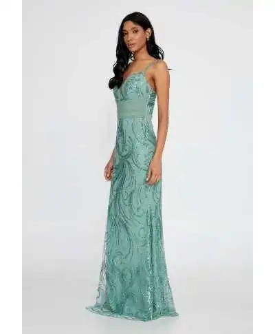 Vestito lungo elegante verde tiffany - A sirena
