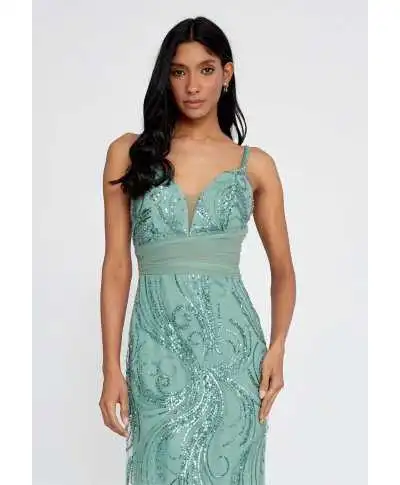 Vestito lungo elegante verde tiffany - A sirena