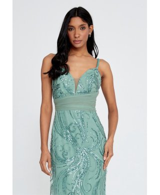 Vestito lungo elegante verde tiffany -  A sirena