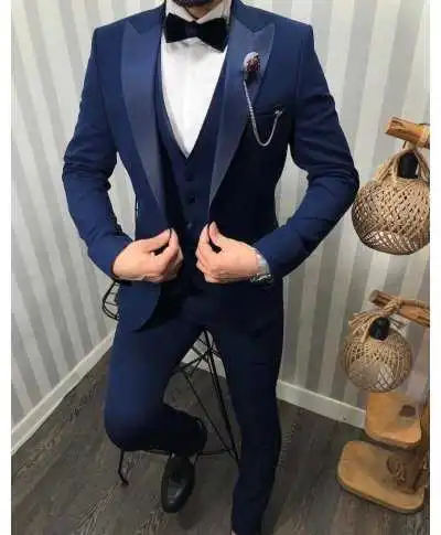 Smoking uomo con gilet, monopetto - Modello Stoccolma, blu