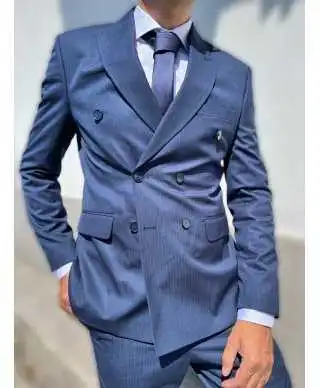 Doppiopetto uomo, blu gessato - Vestibilità slim